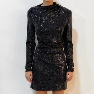 NWT Zara draped dress with shoulder pads